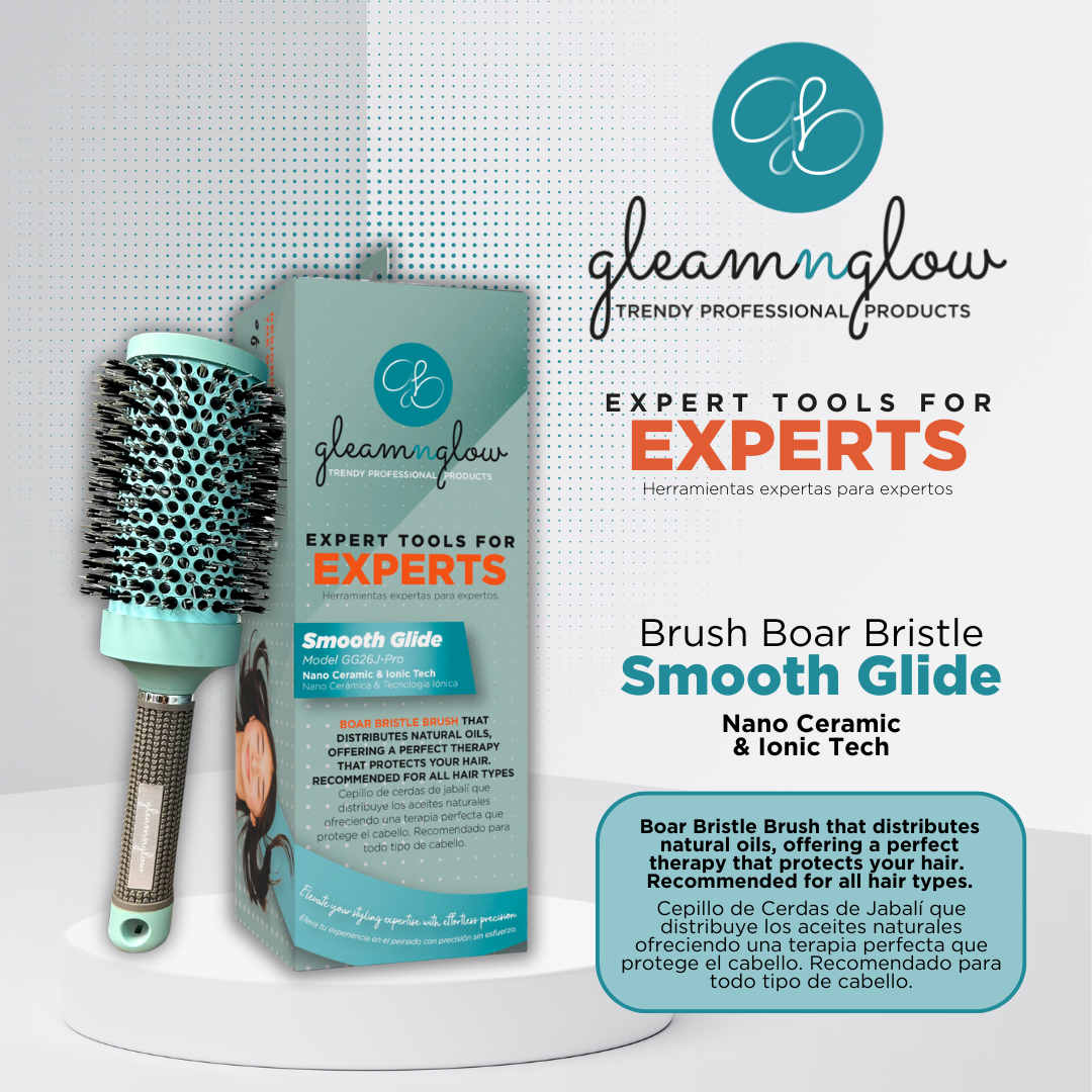 Hair Brush with Boar Bristle Smooth Glide by Gleamnglow