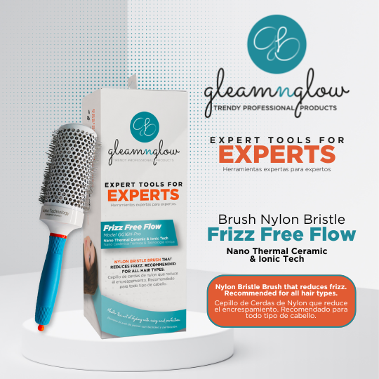 Hair Brush with Nylon Bristle Frizz Free Flow by Gleamnglow