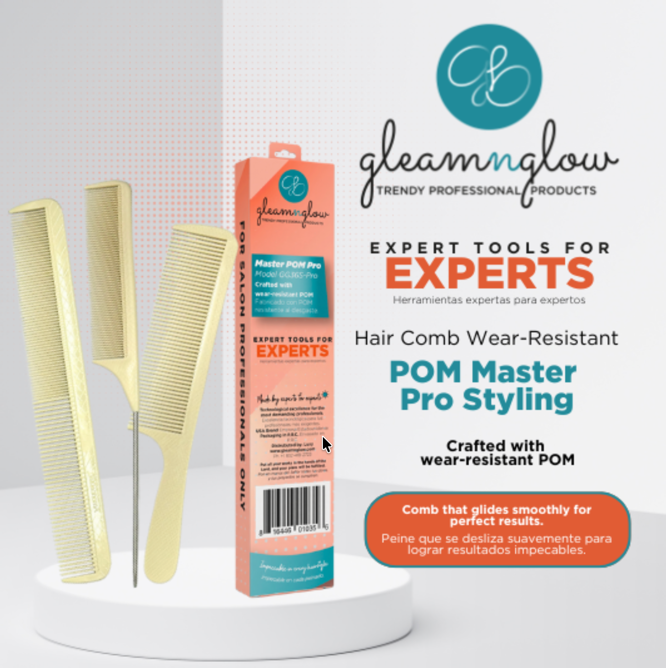 Hair Comb Wear-Resistant POM Master Pro Styling by Gleamnglow