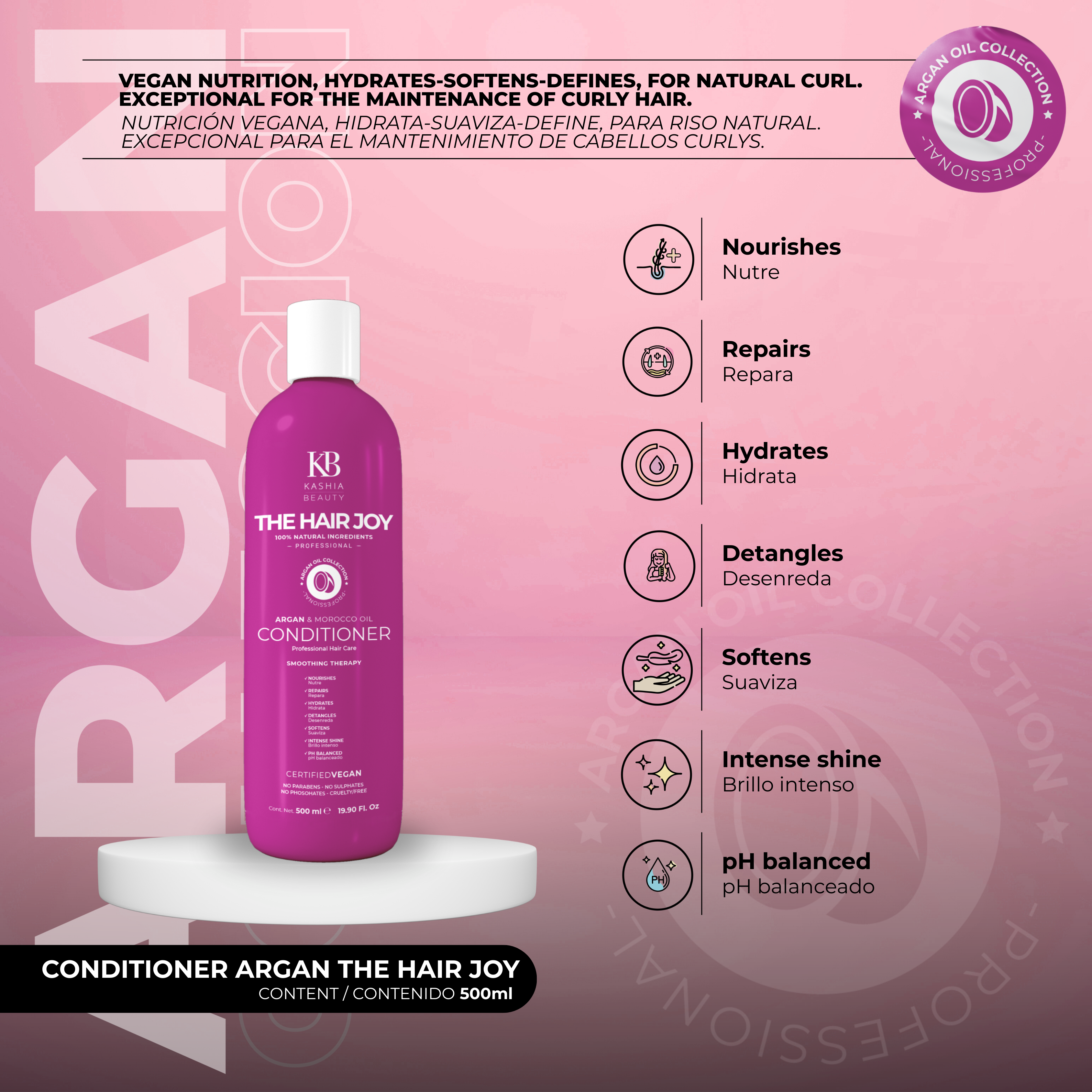 Shampoo and Conditioner Argan The Hair Joy Argan 500ml by Kashia Beauty