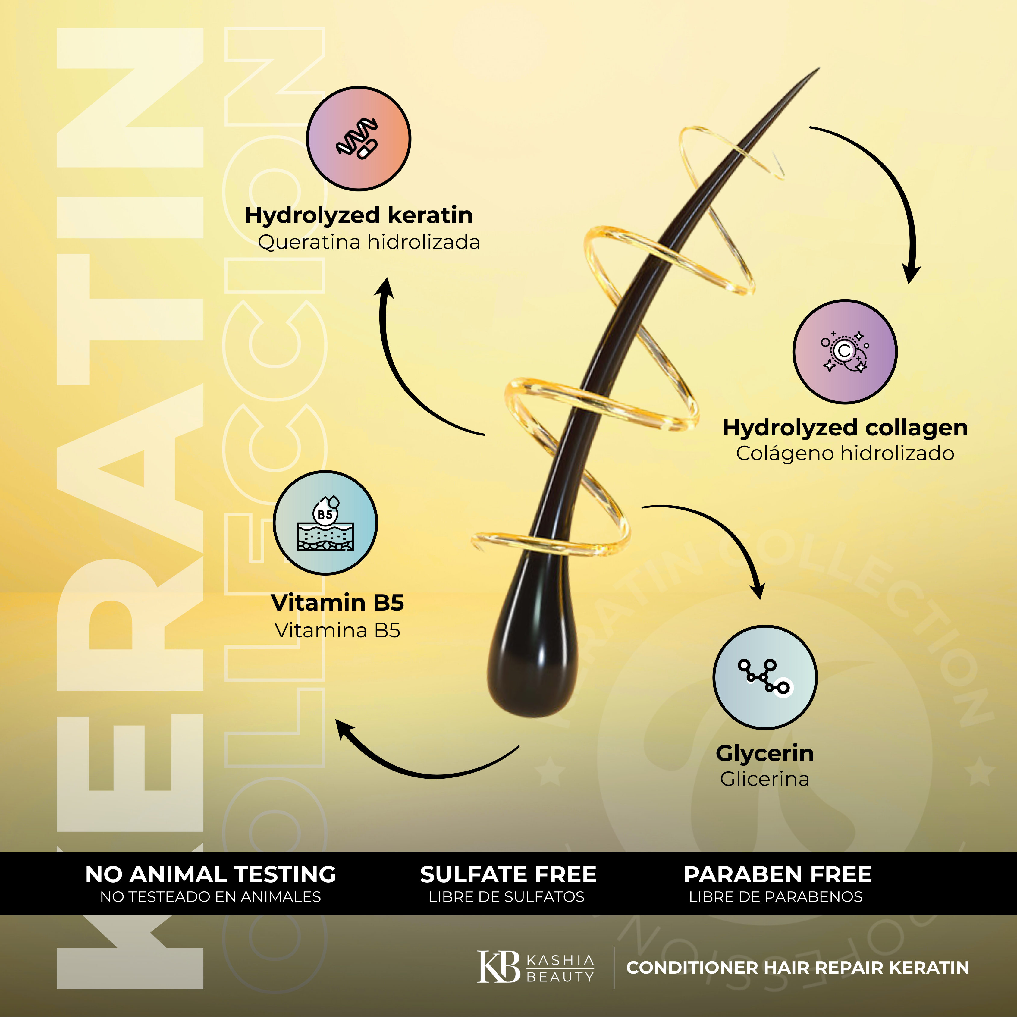 Acondicionador Reparación Capilar Queratina 900ml de Kashia Beauty