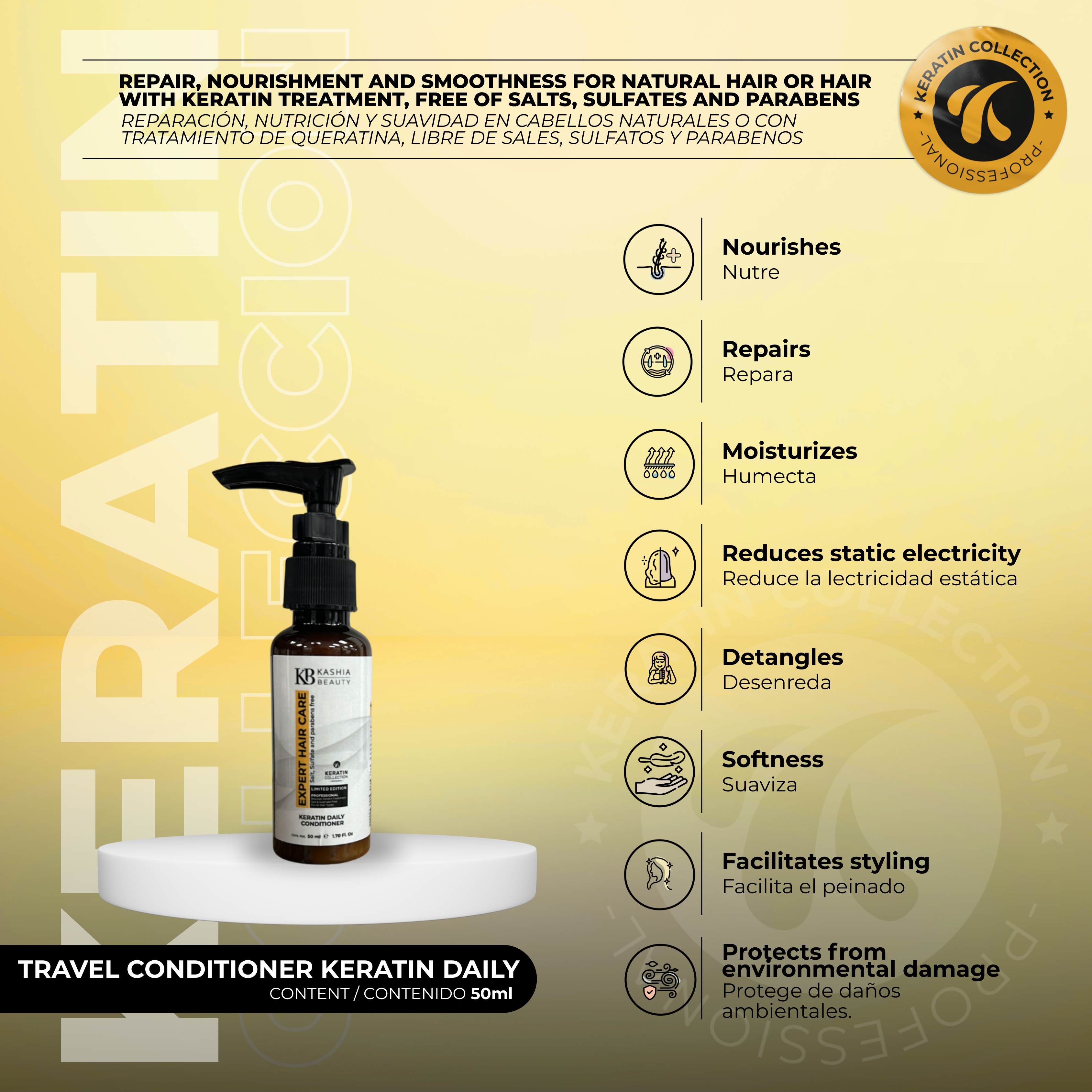 Duo Shampoo and Conditioner Keratin Daily 50ml by Kashia Beauty
