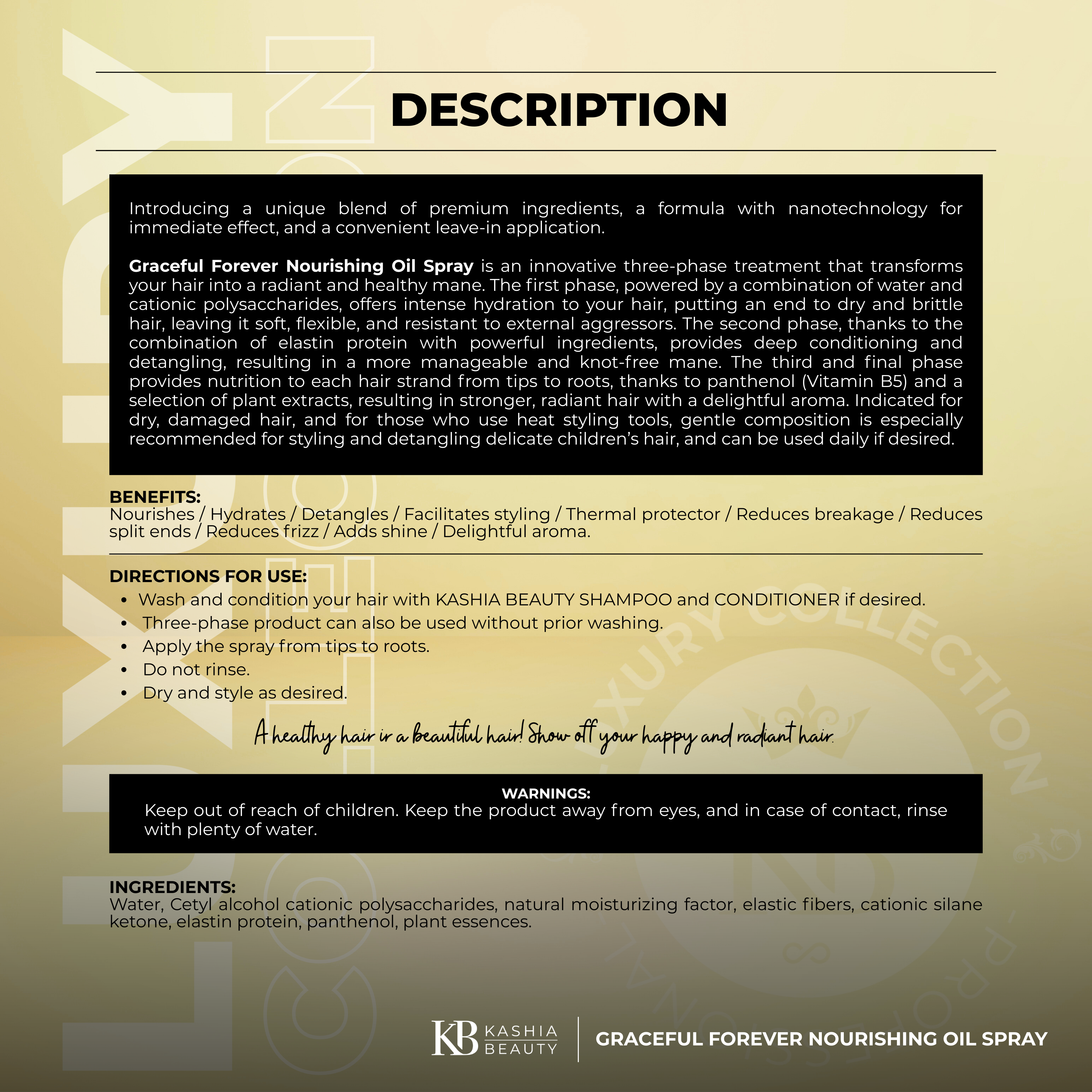 Graceful Forever Nourishing Oil Spray 285ml by Kashia Beauty