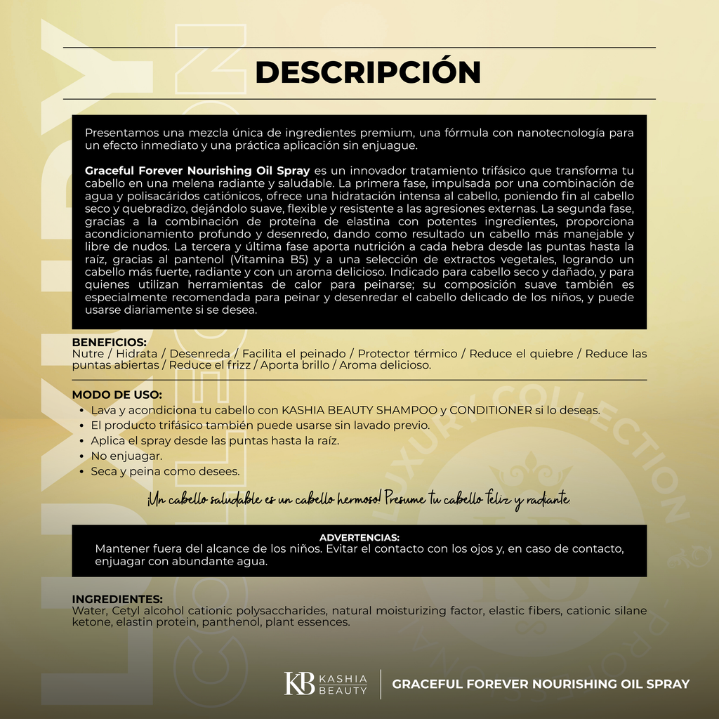 Graceful Forever Nourishing Oil Spray 285ml by Kashia Beauty