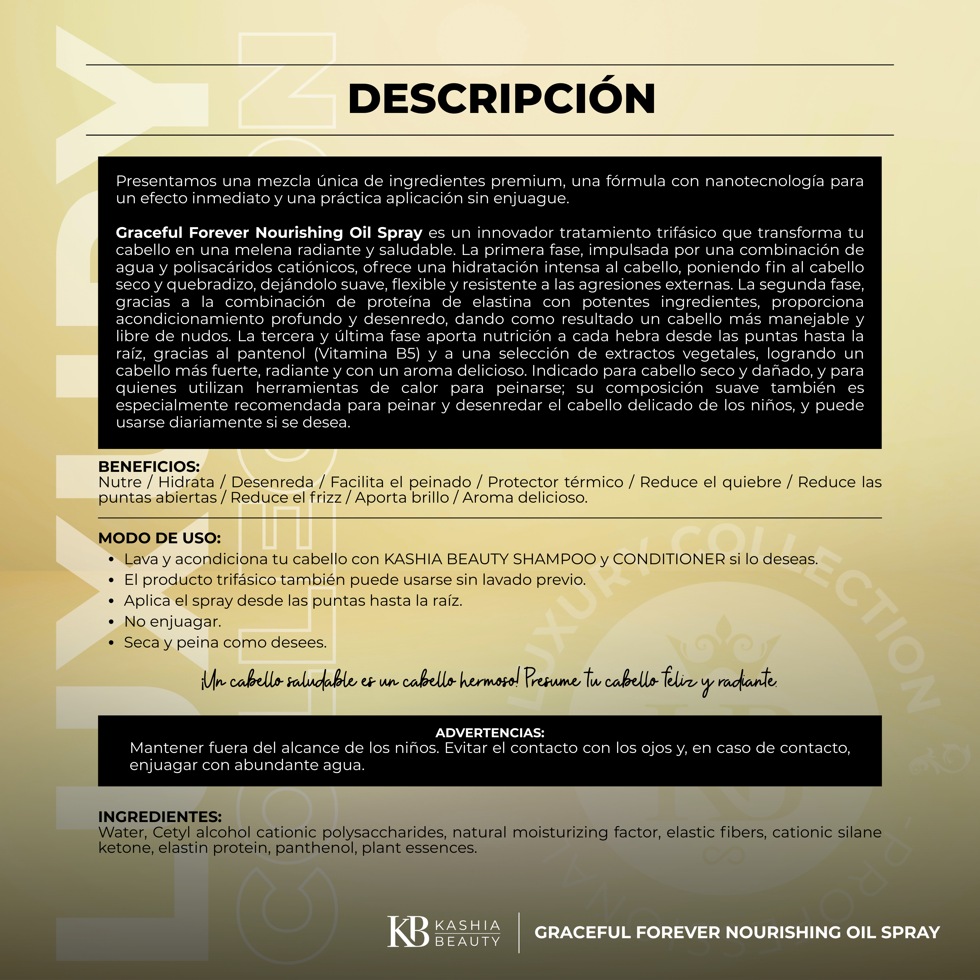 Graceful Forever Nourishing Oil Spray 285ml by Kashia Beauty