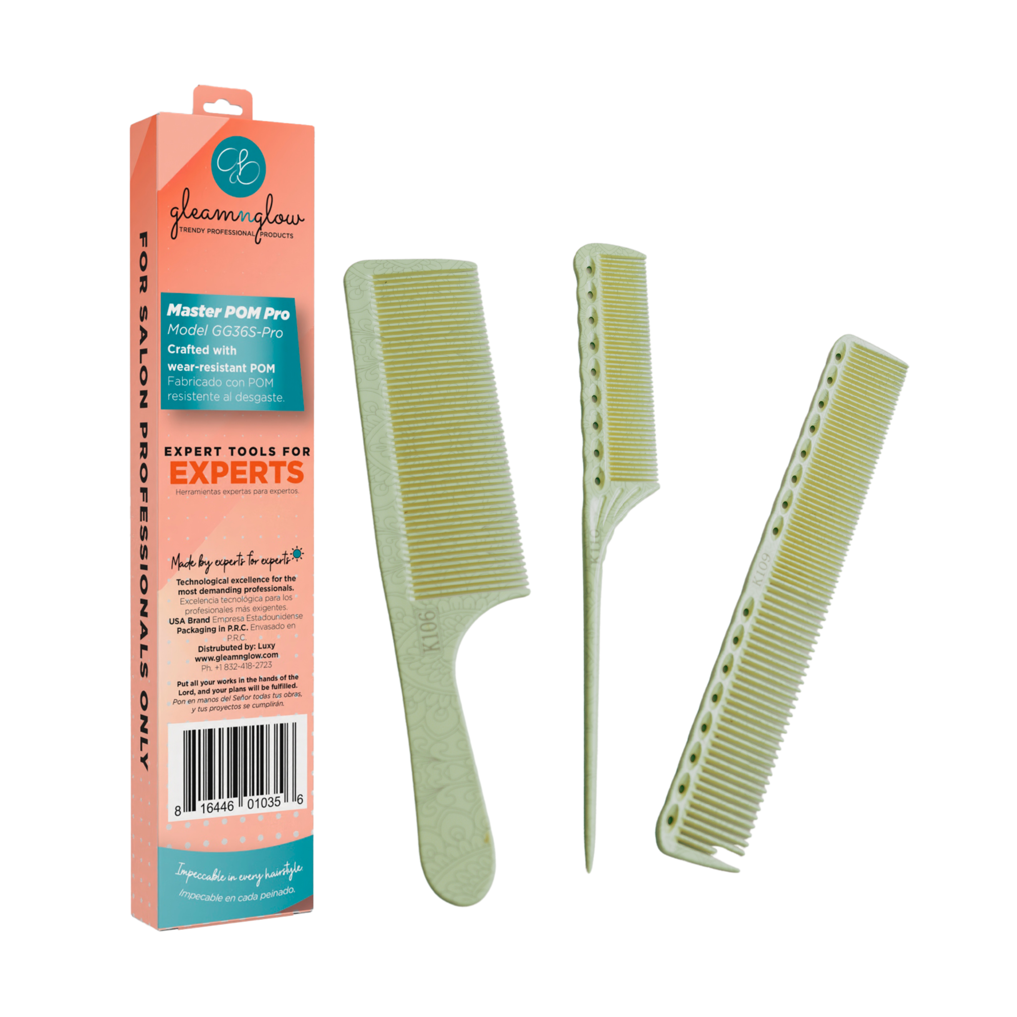 Hair Comb Wear-Resistant POM Master Pro Styling by Gleamnglow
