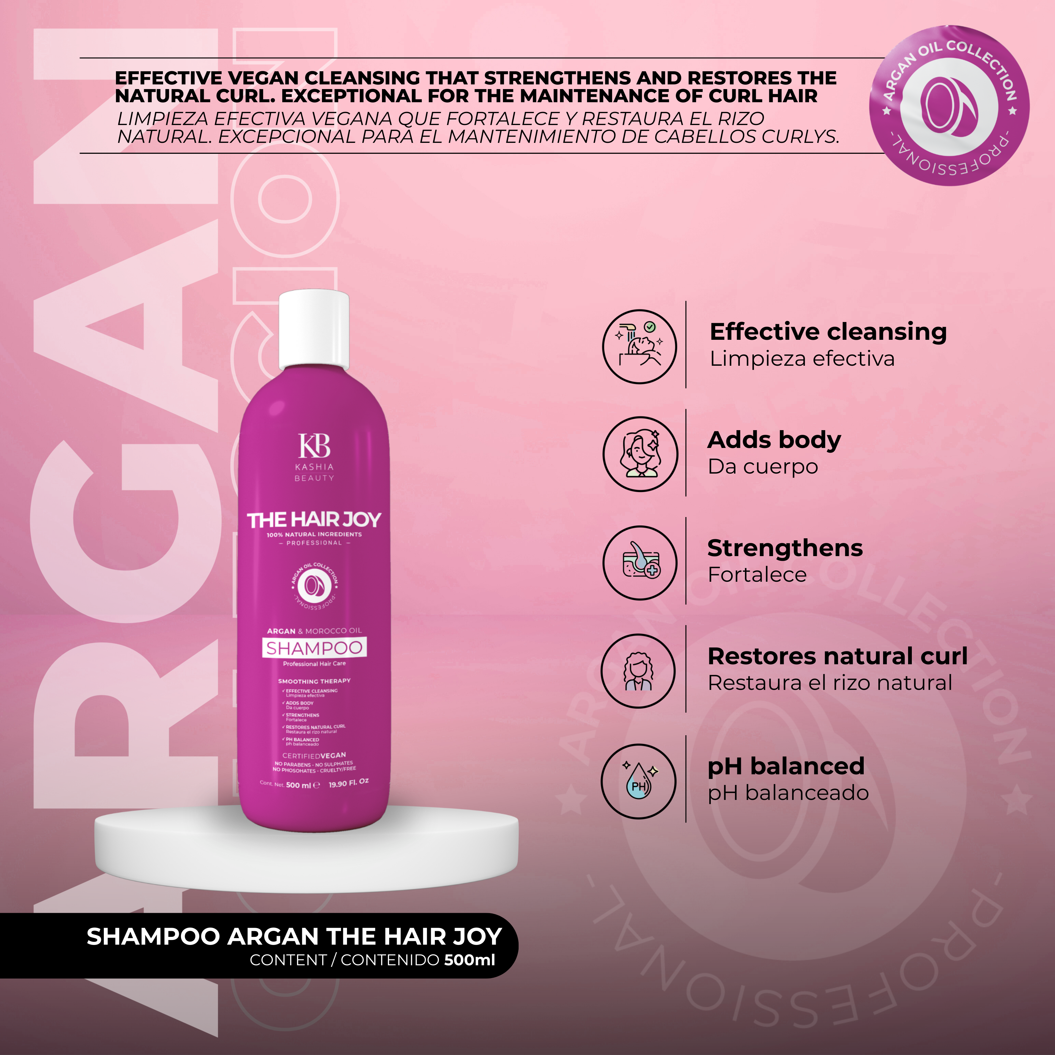 Shampoo and Conditioner Argan The Hair Joy Argan 500ml by Kashia Beauty