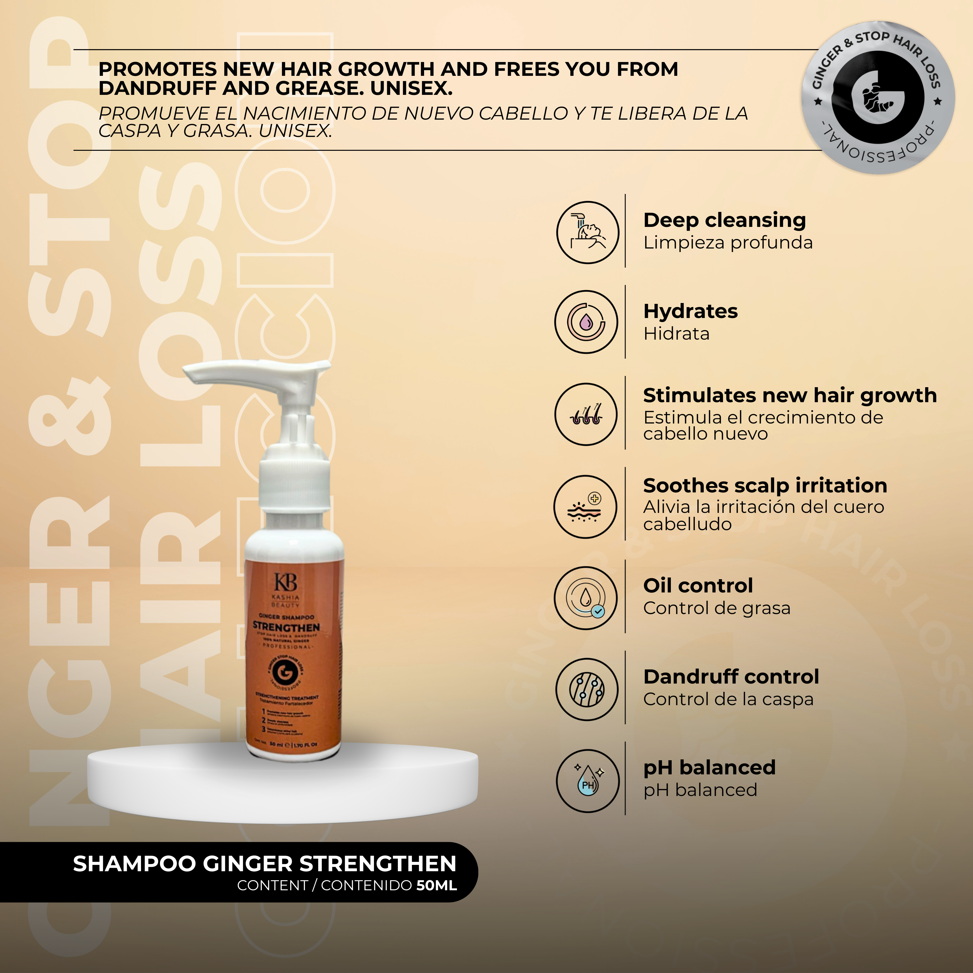 Shampoo Ginger Strengthen Travel 50ml by Kashia Beauty
