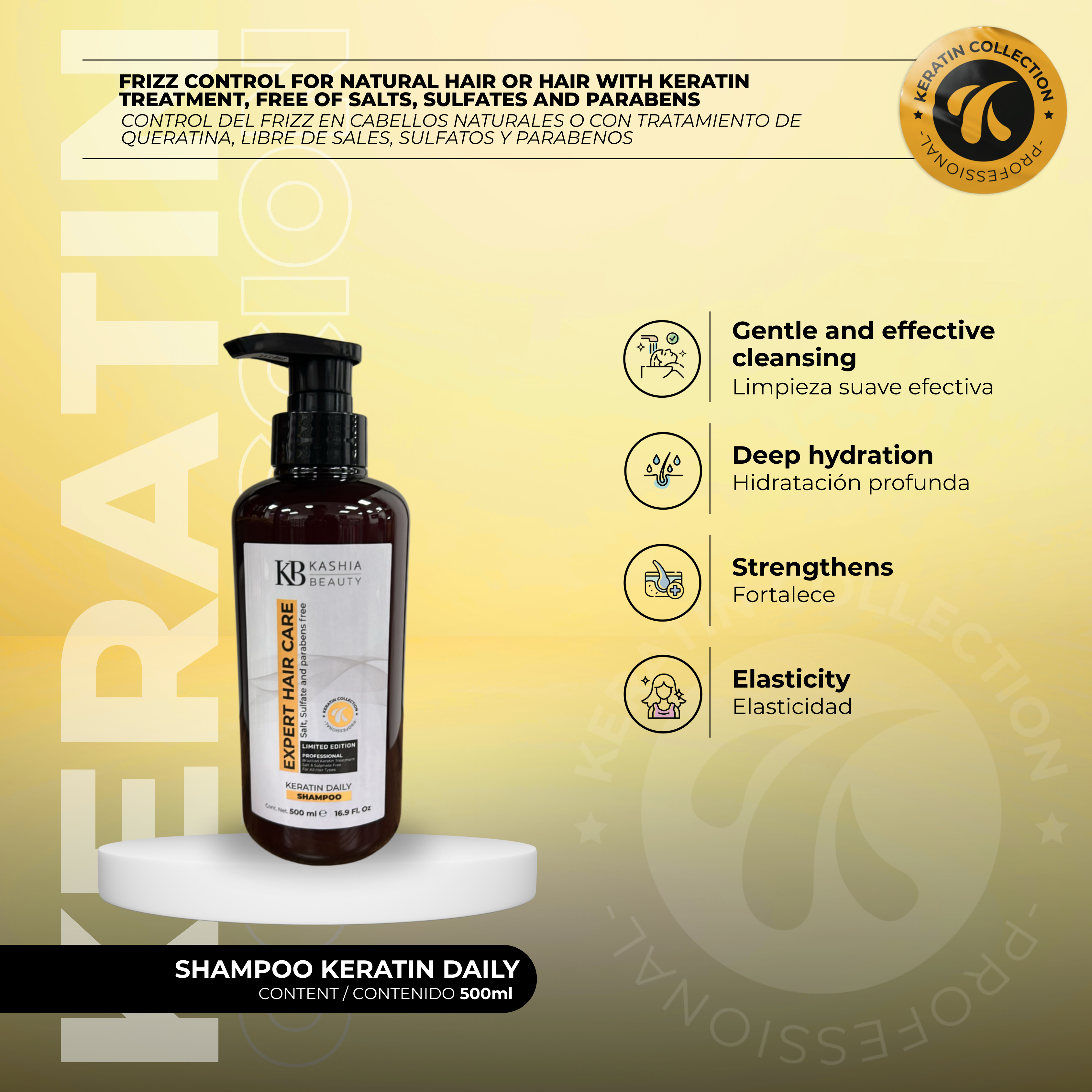 Champú Queratina Diario 500ml de Kashia Beauty