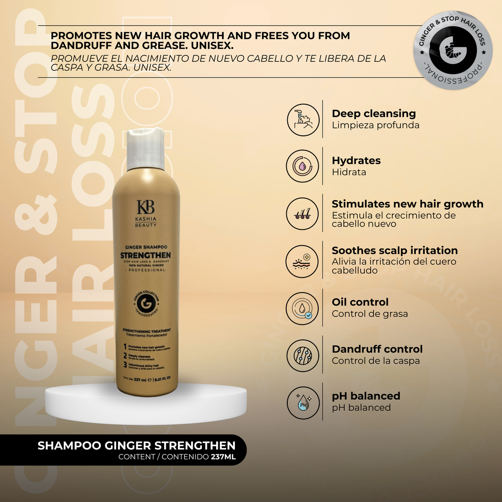 Shampoo Ginger Strengthen 237ml by Kashia Beauty