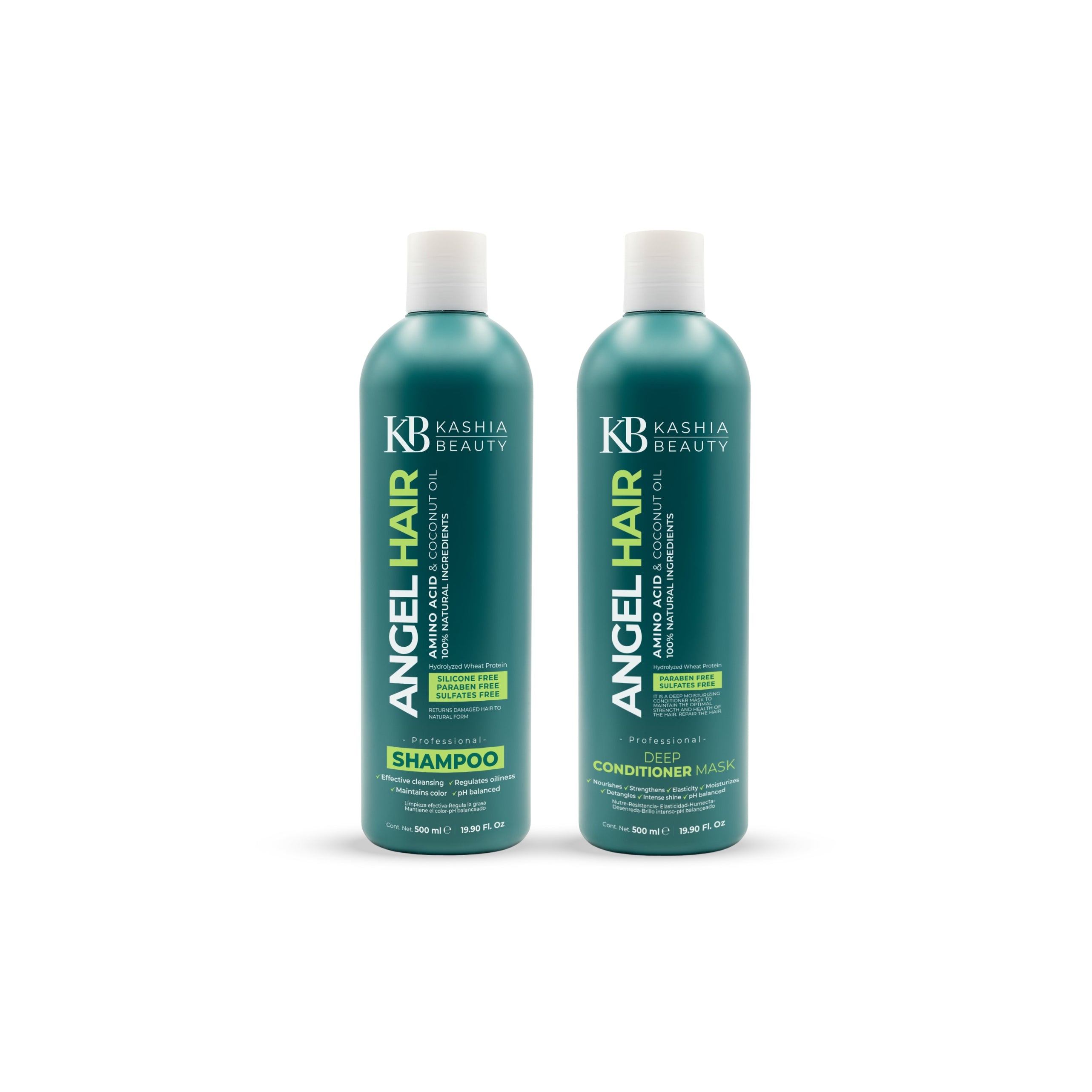Shampoo and Conditioner Aminoacid and Coconut 500ml by Kashia Beauty